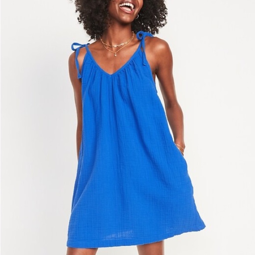 Women's Blue Swim Cover-Up Dress